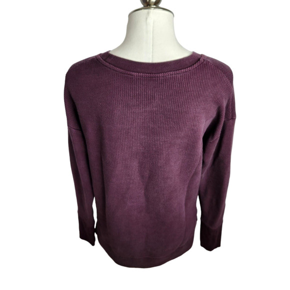 Athleta Coaster Luxe Waffle Sweatshirt Womens Medium Burgundy - Picture 5 of 7